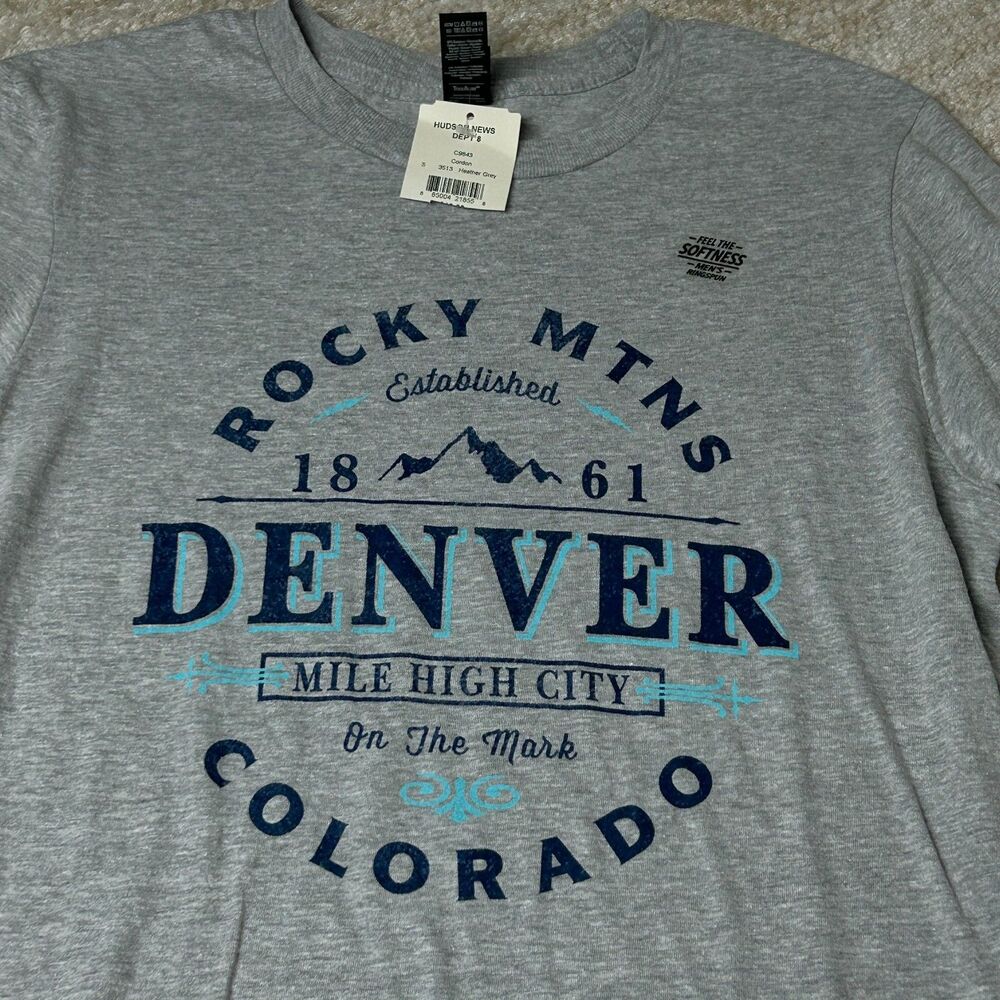 Anvil Lightweight Denver Colorado Graphic T Shirt Men Small Gray Short Sleeve